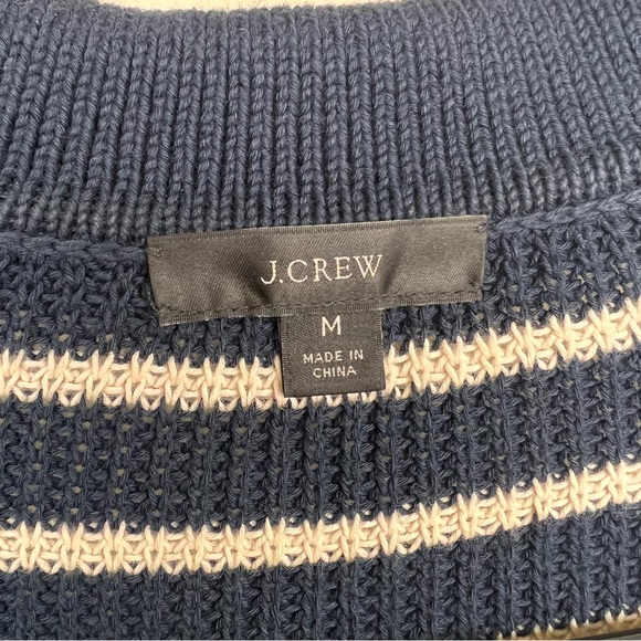 J Crew Relaxed Collared Sweater in Stripe Navy Blue Size M - Picture 6 of 10